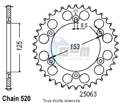 Product image: Sifam - 25063AZ51 - Chain wheel rear Honda 125/250/500 Cr Type 520/Z51  0