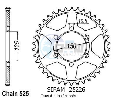 Product image: Sifam - 25226CZ45 - Chain wheel KTM 950 Super Enduro 06-   Type 525/Z45  0