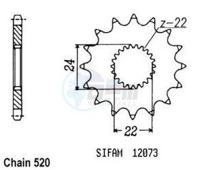 Product image: Esjot - 50-32056-14 - Sprocket Aprilia-Bombardier - 520 - 14 Teeth -  Identical to JTF394 - Made in Germany 