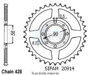 Product image: Sifam - 20914CZ38 - Chain wheel rear Cb 125 S/T2/Twin 79-8   Type 428/Z38 