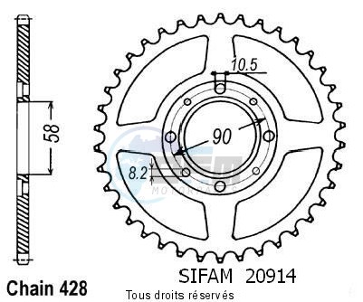 Product image: Sifam - 20914CZ38 - Chain wheel rear Cb 125 S/T2/Twin 79-8   Type 428/Z38  0