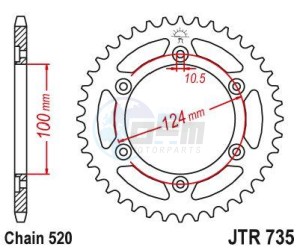 Product image: Esjot - 50-32072-45 - Chainwheel Steel Ducati - 520 - 45 Teeth -  Identical to JTR735 - Made in Germany 