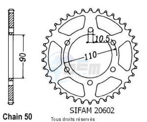 Product image: Sifam - 20602CZ33 - Chain wheel rear Xs 650 Se 78-83   Type 530/Z33 