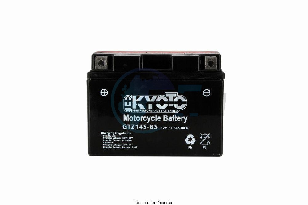 Product image: Kyoto - 712139 - Battery Ytz14s-bs - Ss Entr. AGM L 150mm  W 87mm  H 110mm 12v 11.2ah Acid 0.54l  0