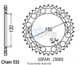 Product image: Sifam - 25085CZ38 - Chain wheel rear Xjr 1200 95-98   Type 532/Z38 