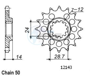 Product image: Esjot - 50-35032-17 - Sprocket Kawasaki - 530 - 17 Teeth -  Identical to JTF1529 - Made in Germany 