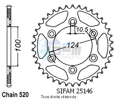 Product image: Sifam - 25146CZ38 - Chain wheel rear Ducati 750 Monster 96   Type 520/Z38  0