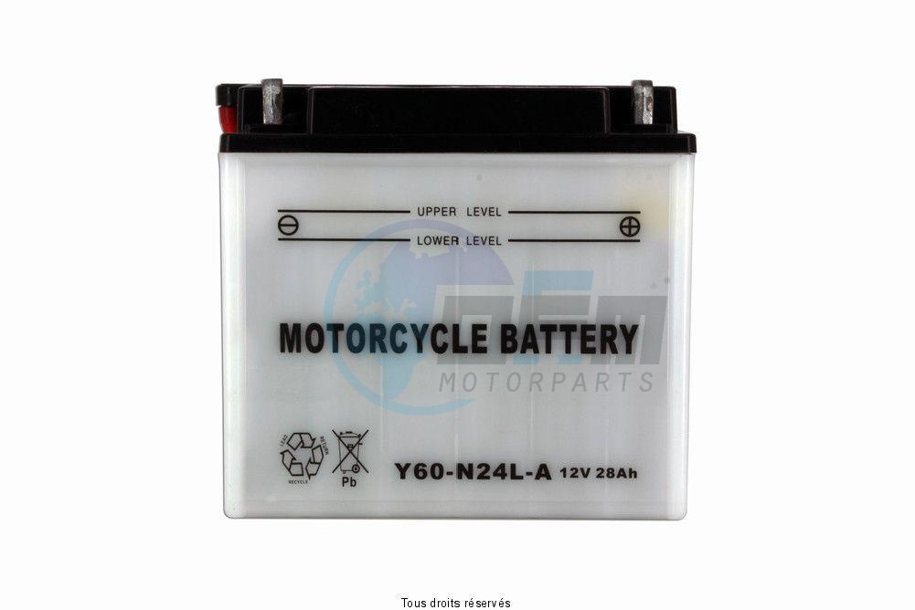 Product image: Motorcycle Battery - 912281 - Battery Y60-n24l-a L 185mm  W 125mm  H 176mm 12v 28ah Acid 1,7l  1