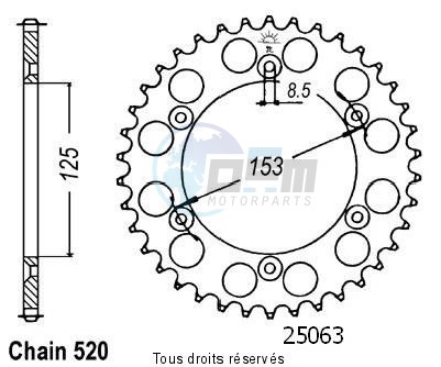 Product image: Sifam - 25063CZ50 - Chain wheel rear Honda 125/250/500 Cr Type 520/Z50  0