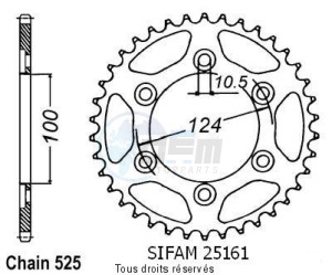 Product image: Sifam - 25161CZ38 - Chain wheel rear Ducati 996 St4   Type 525/Z38 