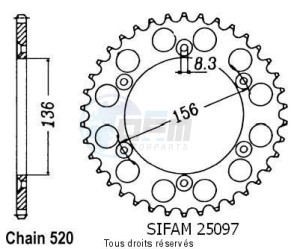 Product image: Sifam - 25097AZ53 - Chain wheel rear Husqvarna - Gas Gas 125/250/510/610 1990-2004 Type 520/Z53 