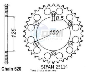 Product image: Sifam - 25114CZ45 - Chain wheel rear KTM Steel 125/250/600 1990-2004 Type 520/Z45 