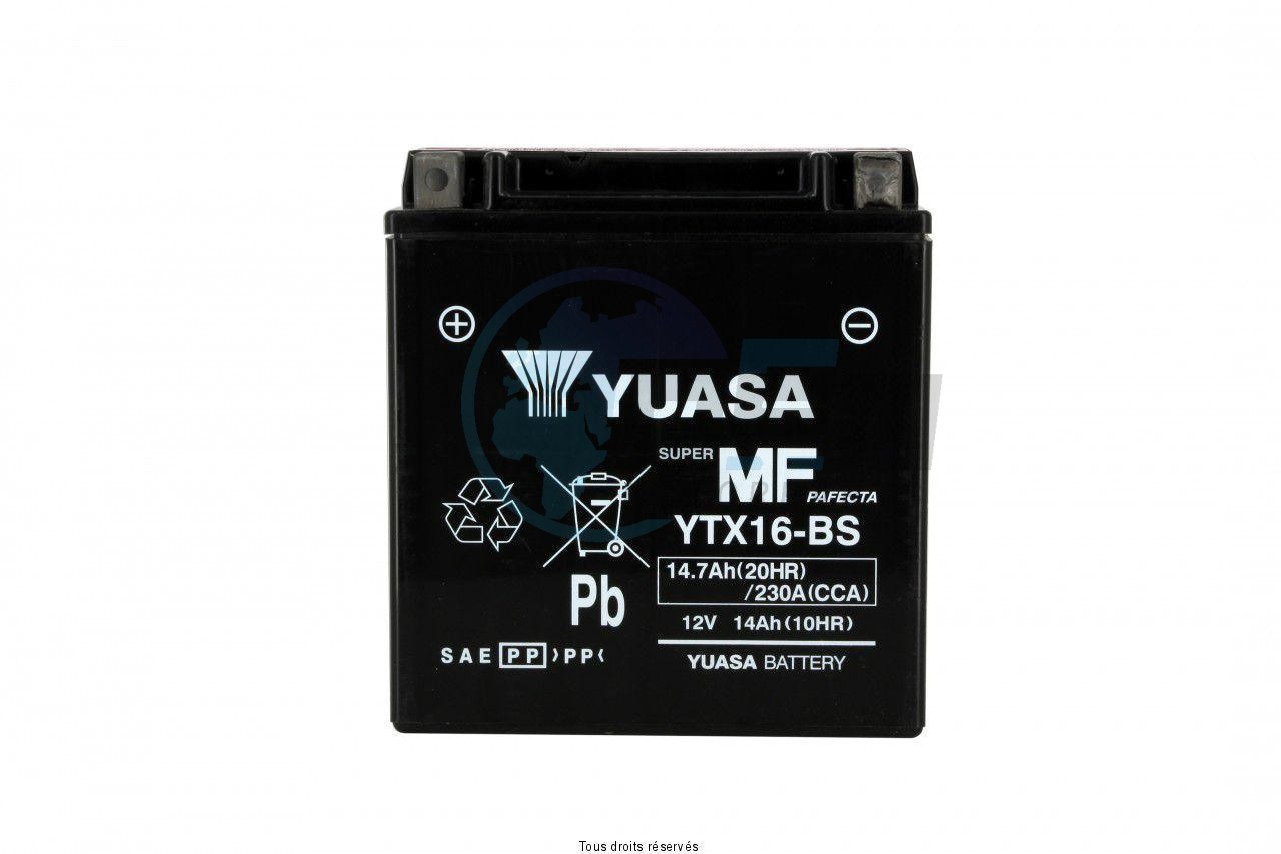 Product image: Yuasa - 812172 - Battery Ytx16-bs - Ss Entr. Acid L 150mm  W 87mm  H 161mm 12v 14ah  1
