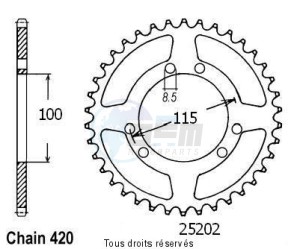 Product image: Sifam - 25202CZ46 - Chain wheel rear Gilera 50 Gsm 99-  P   Type 420/Z46 