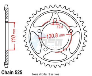 Product image: Sifam - 25280CZ44 - Chain wheel rear BMW S1000 RR   Type 525/Z44 