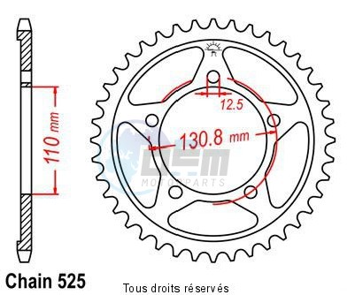 Product image: Sifam - 25280CZ44 - Chain wheel rear BMW S1000 RR   Type 525/Z44  0