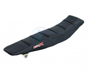 Product image: Crossx - M416-3BBB - Saddle Cover YAMAHA YZ 125 02-20 YZ 250 02-20 TOP BLACK- SIDE BLACK-STRIPES BLACK (M416-3BBB) 