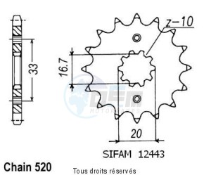 Product image: Sifam - 12443CZ13 - Sprocket Kx-f/Rm-Z 250 04-   12443cz   13 teeth   TYPE : 520 