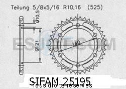 Product image: Sifam - 25195CZ45 - Chain wheel rear Cagiva 650 Raptor   Type 525/Z45 