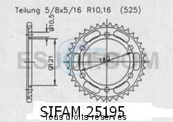 Product image: Sifam - 25195CZ45 - Chain wheel rear Cagiva 650 Raptor   Type 525/Z45  0