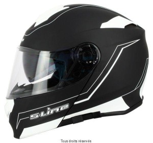 Product image: S-Line - MS81G1004 - Flip up Helmet S550 Black White L Dual Face - Graphics Double Visor with Pinlock 