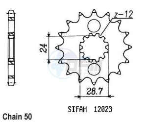 Product image: Esjot - 50-35009-16 - Sprocket Kawasaki - 530 - 16 Teeth -  Identical to JTF517 - Made in Germany 