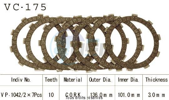Product image: Kyoto - VC175 - Clutch Plate kit complete Cbr600 F 99-00    0