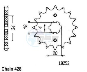 Product image: Esjot - 50-15001-15 - Sprocket TT Honda - 428 - 15 Teeth -  Identical to JTF259 - Made in Germany 