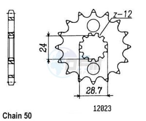 Product image: Esjot - 50-35009-17 - Sprocket Kawasaki - 530 - 17 Teeth -  Identical to JTF517 - Made in Germany 