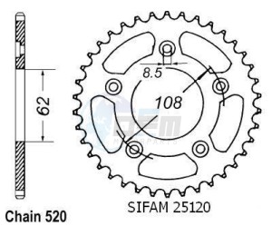 Product image: Esjot - 50-32055-40 - Chainwheel Steel Aprilia - 520 - 40 Teeth -  Identical to JTR701 - Made in Germany 