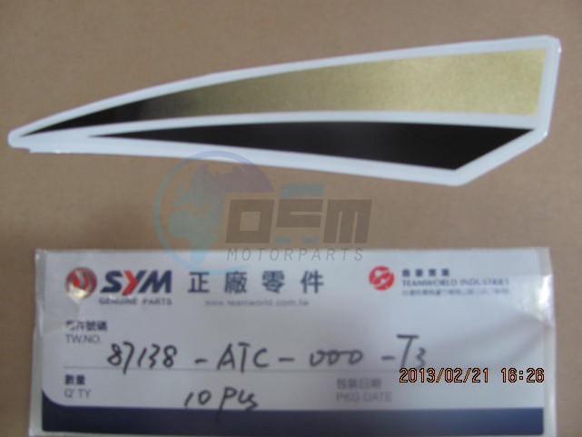Product image: Sym - 87138-ATC-000-T3 - L.FR. FENDER STRIPE  0