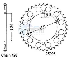 Product image: Esjot - 50-15018-48 - Chainwheel Steel TT - 428 - 48 Teeth - Made in Germany 