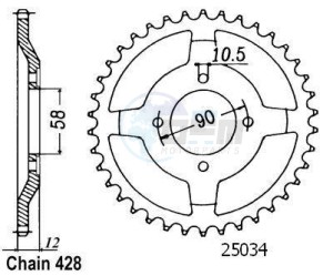 Product image: Esjot - 50-15024-50 - Chainwheel Steel TT Honda - 428 - 50 Teeth -  Identical to JTR271 - Made in Germany 