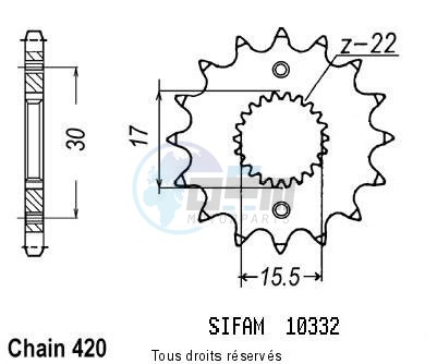 Product image: Sifam - 10332CZ14 - Sprocket Honda 80 Cr 1986-2001 10332cz   14 teeth   TYPE : 420  0