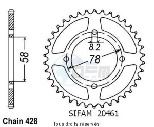Product image: Sifam - 20461CZ42 - Chain wheel rear Gn 125 E 92-98   Type 428/Z42 