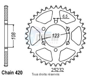 Product image: Sifam - 25232CZ52 - Chain wheel rear Peugeot 50 Xr6 year 01-03 Type 420/Z52 