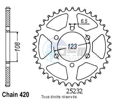 Product image: Sifam - 25232CZ52 - Chain wheel rear Peugeot 50 Xr6 year 01-03 Type 420/Z52  0