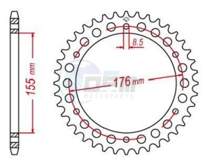 Product image: Esjot - 50-35046-43 - Chainwheel Steel Triumph - 530 - 43 Teeth -  Identical to JTR2011 - Made in Germany 