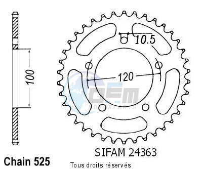 Product image: Sifam - 24363CZ41 - Chain wheel rear Sl 1000 Falco 99-00   Type 525/Z41  0