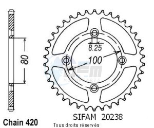 Product image: Sifam - 20238AZ45 - Chain wheel rear Honda Xr 80 85-01 Alu Type 420/Z45 