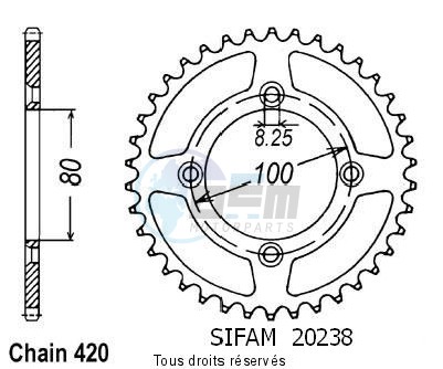 Product image: Sifam - 20238AZ45 - Chain wheel rear Honda Xr 80 85-01 Alu Type 420/Z45  0