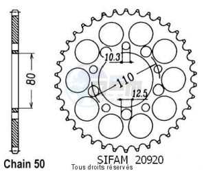 Product image: Sifam - 20920CZ40 - Chain wheel rear Vf 750 Custom 93-98 Triumph 1200 Trophy 99- Type 530/Z40 