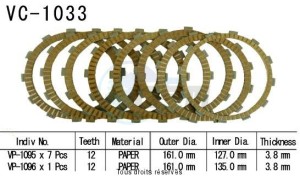 Product image: Kyoto - VC1033 - Clutch Plate kit complete Gl1800 Gold Wind 01-02   