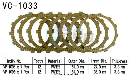 Product image: Kyoto - VC1033 - Clutch Plate kit complete Gl1800 Gold Wind 01-02    0