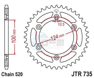 Product image: Esjot - 50-32072-42 - Chainwheel Steel Ducati - 520 - 42 Teeth -  Identical to JTR735 - Made in Germany 