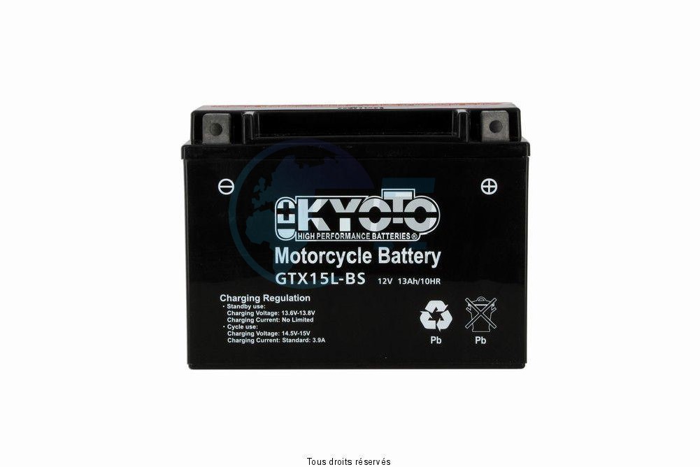 Product image: Kyoto - 712164 - Battery Ytx15l-bs - Ss Entr. Acid L 175mm  W 87mm  H 130mm 12v 13ah Acid 0,72l  0