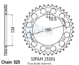 Product image: Sifam - 25181CZ46 - Chain wheel rear Honda Cbr 600 F1 Spor   Type 525/Z46 