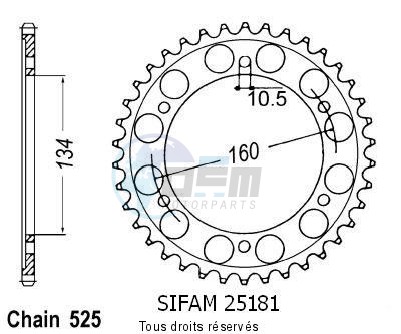Product image: Sifam - 25181CZ46 - Chain wheel rear Honda Cbr 600 F1 Spor   Type 525/Z46  0