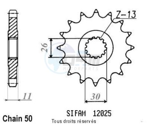 Product image: Sifam - 12025CZ15 - Sprocket Rd 500 Lc 84-87   12025cz   15 teeth   TYPE : 530 