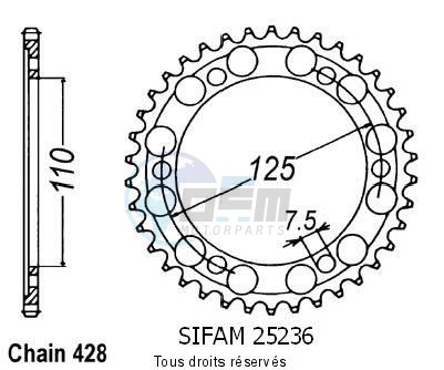 Product image: Sifam - 25236CZ46 - Chain wheel rear Gilera 125 Cougar   Type 428/Z46  0
